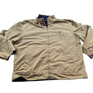 Nautica Jacket Men's XL Brown Reversible Full-Zip Bomber Navy Retro